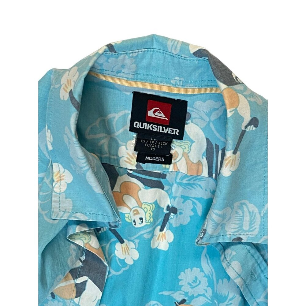 Quicksilver Mens XS Hawaiian shirt Gun Mama Print Modern Fit Retro 40s style - Picture 2 of 7